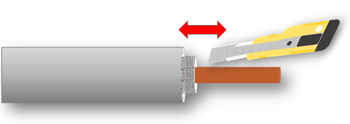 同軸ケーブルの先端加工方法（F形接栓）